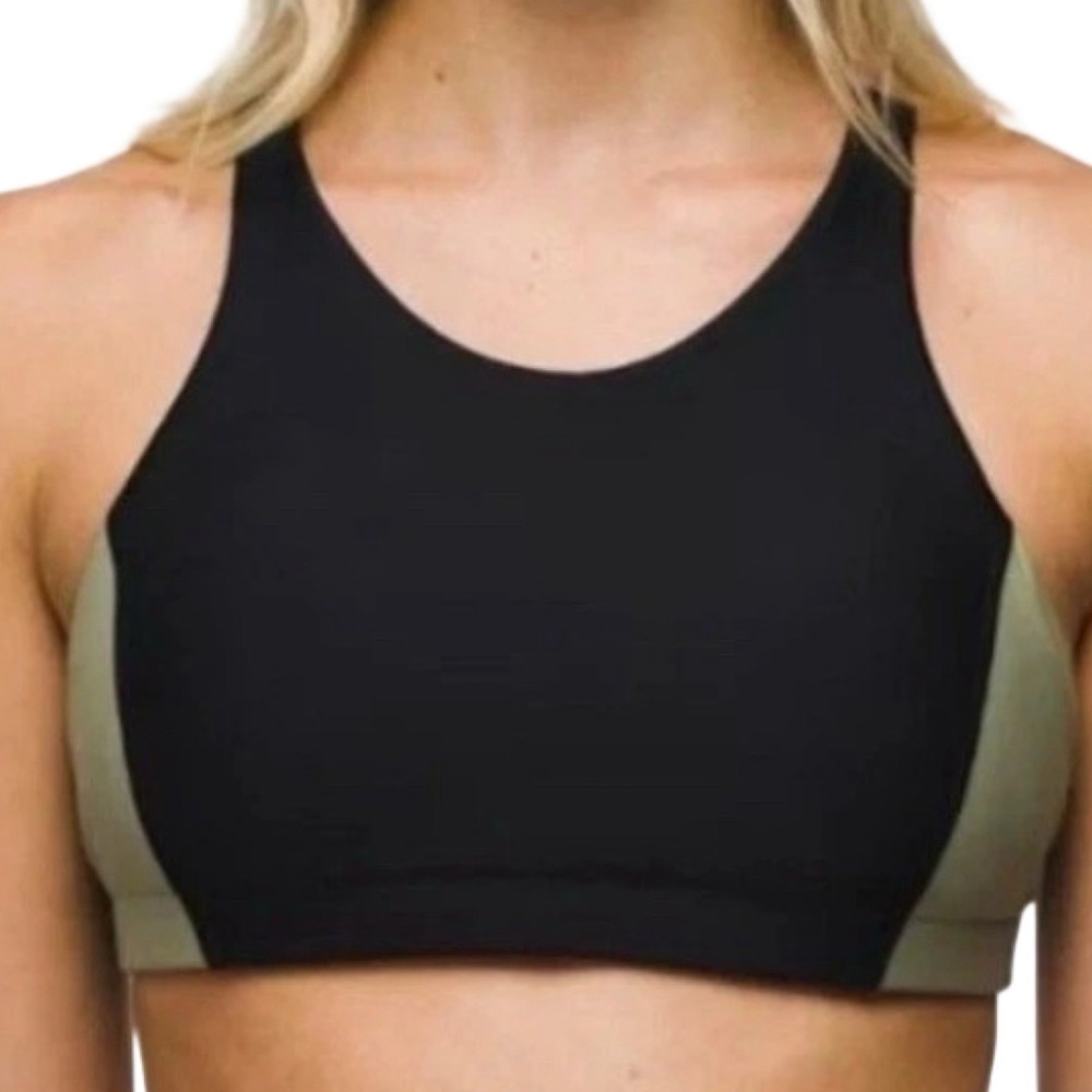 prAna Baja Bound Bikini Top Black Color Block Green Pink Womens Size XS